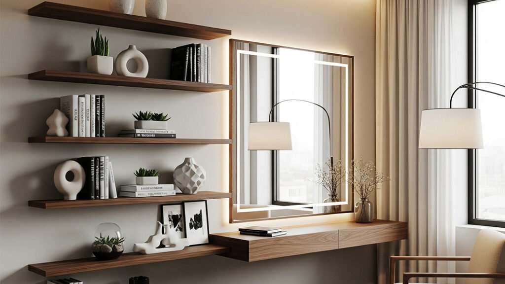 Interior Design Secrets: Integrating Sleek Shelving and Dressing Tables into Modern Living Spaces
